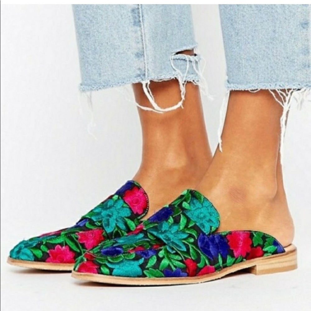 FREE PEOPLE Floral At Ease Brocade Slides